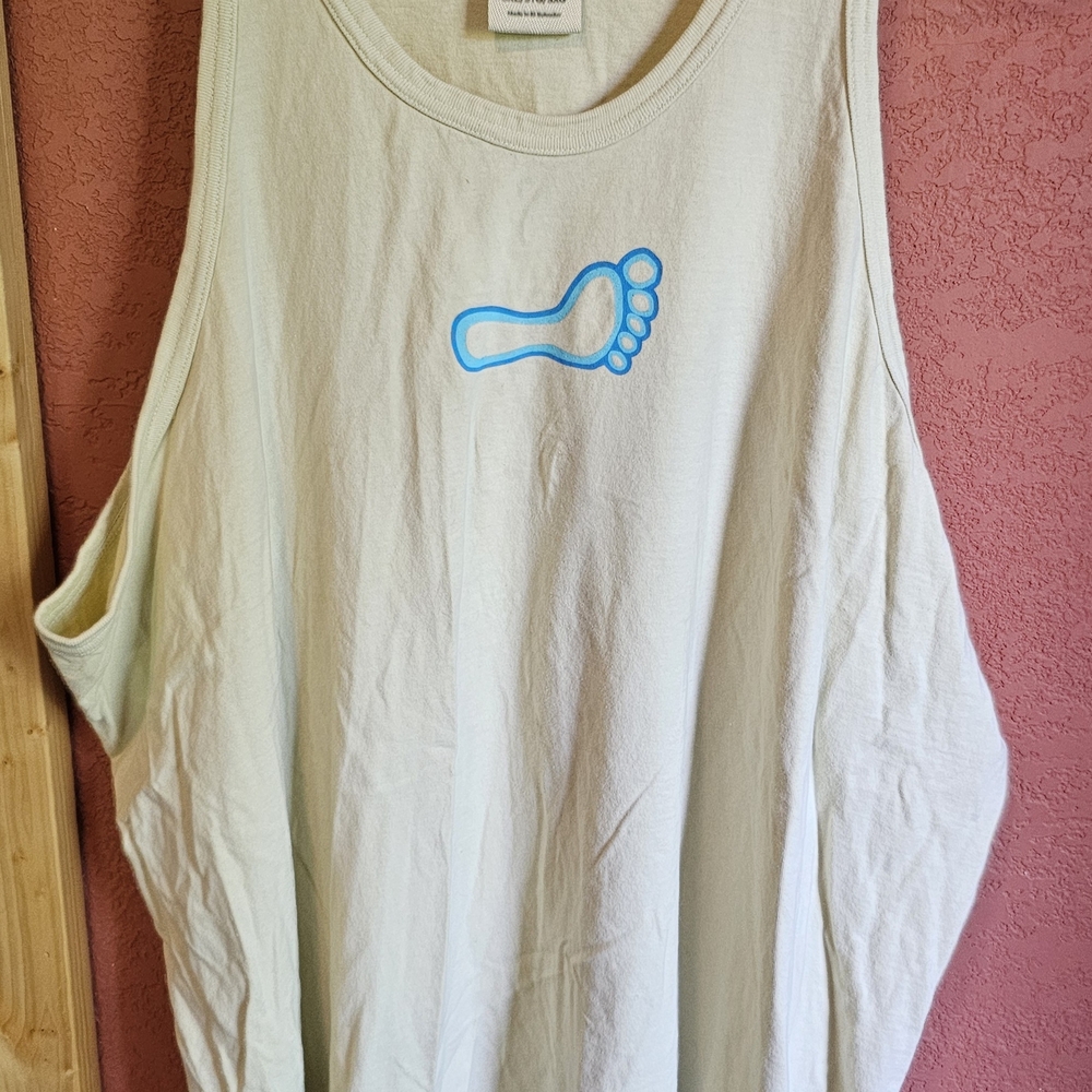 Yellow Barfoot bar Tank Top with Blue Footprint Design